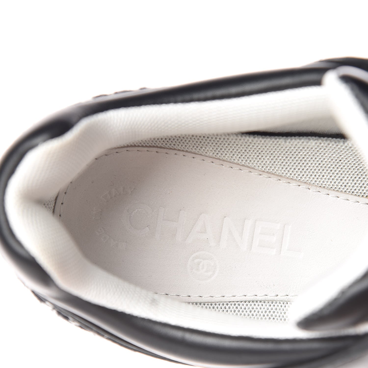 Chanel Calfskin Tweed Womens Sneakers 40 Black White 9 of 10