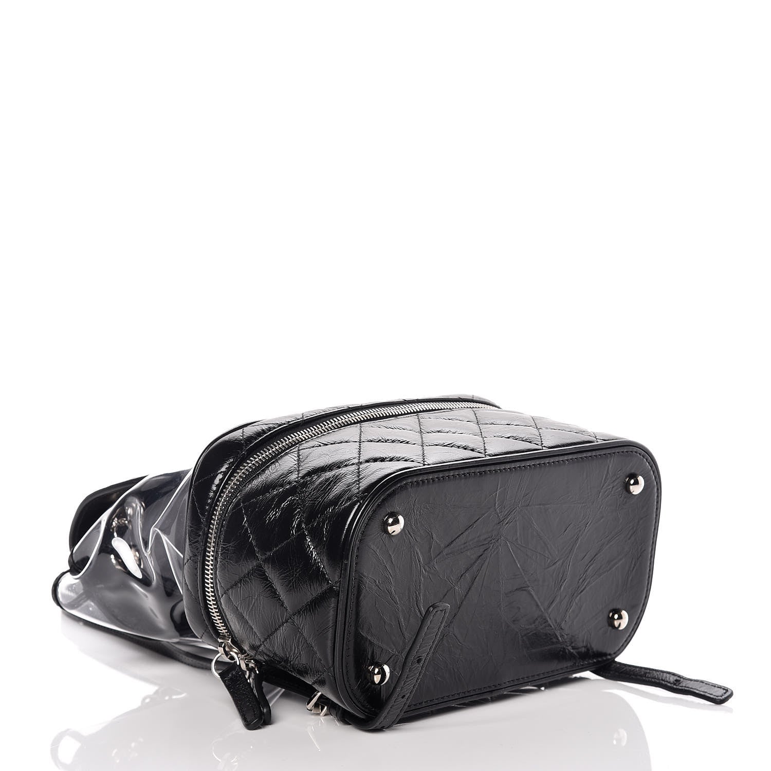 Chanel Crumpled Calfskin PVC Quilted Aquarium Backpack Black 4 of 9