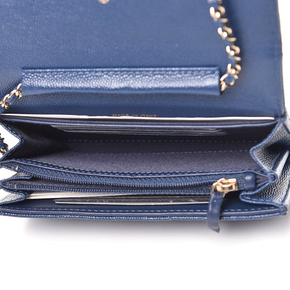Chanel Caviar Quilted Classic Clutch With Chain Blue 5 of 11