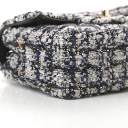 Chanel Glittered Tweed Quilted Mini Rectangular Flap Navy Blue 10 of 12