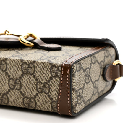 Gucci GG Supreme Monogram Mini Horsebit 1955 Shoulder Bag Beige Brown Sugar 10 of 12