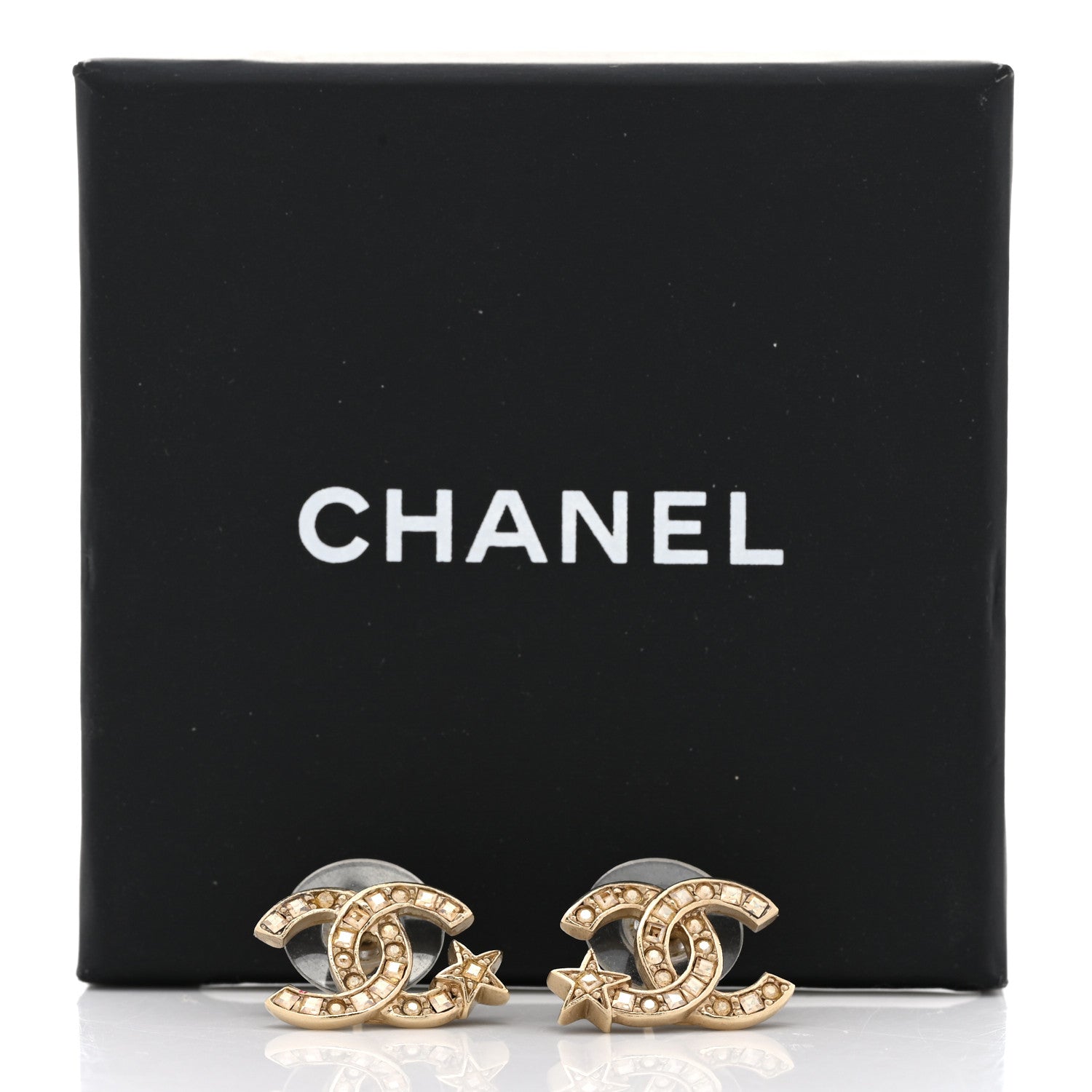 Chanel Crystal CC Starfall Earrings Gold 6 of 6