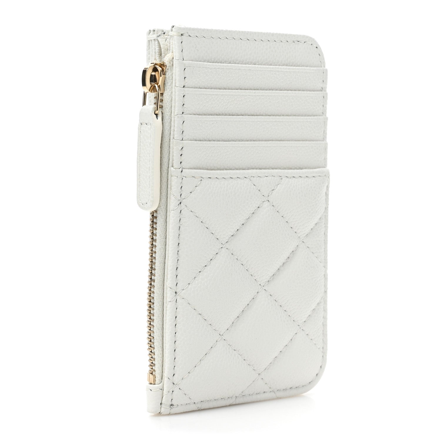 Chanel Caviar Quilted Flap Zip Card Holder White 4 of 11
