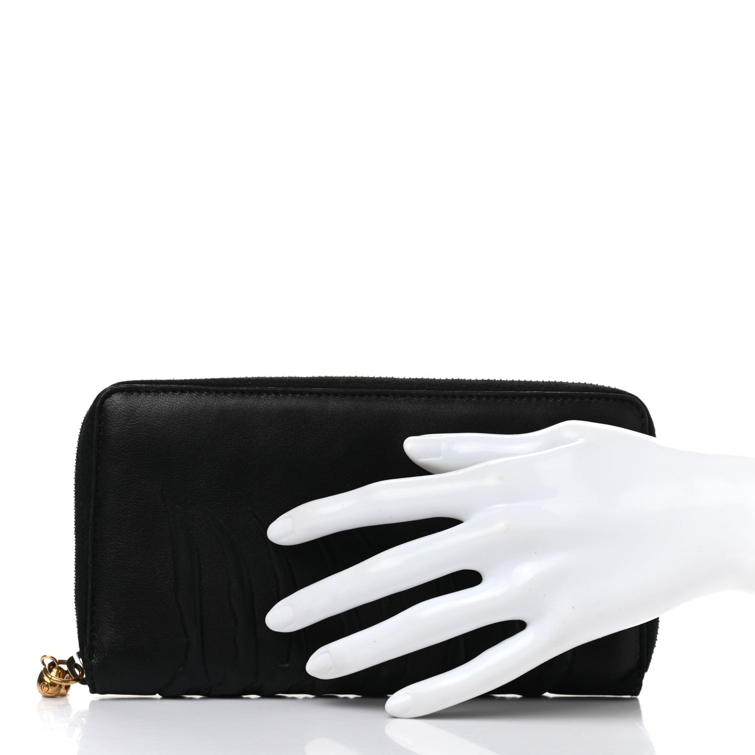 Alexander McQueen Embossed Calfskin Rib Cage Zip Around Wallet Black 2 of 8