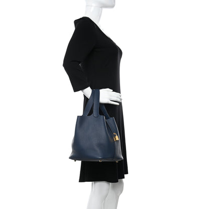 Hermes Taurillon Clemence Picotin Lock 22 MM Bleu De Prusse 2 of 12