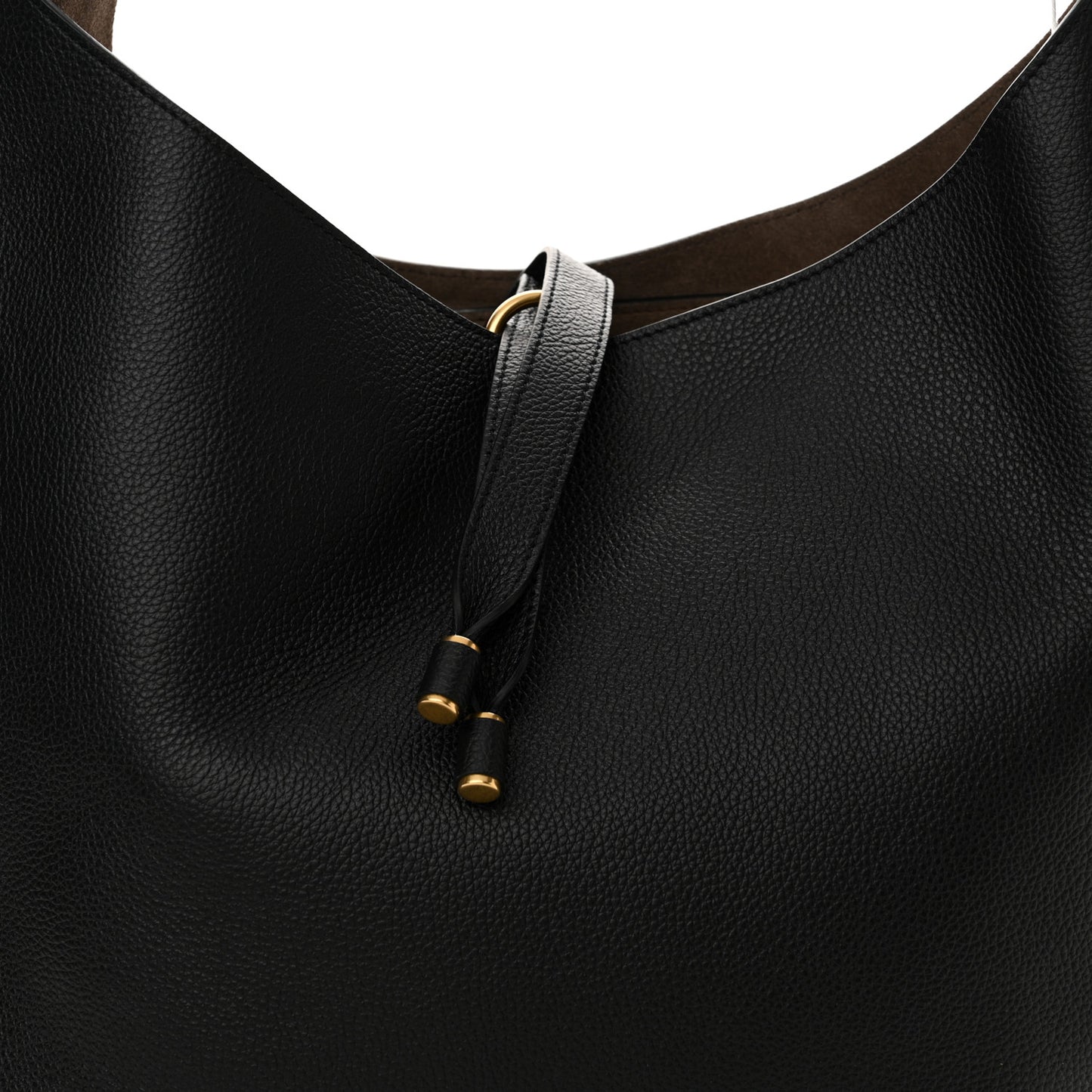Grained Calfskin Marcie Hobo Bag Black