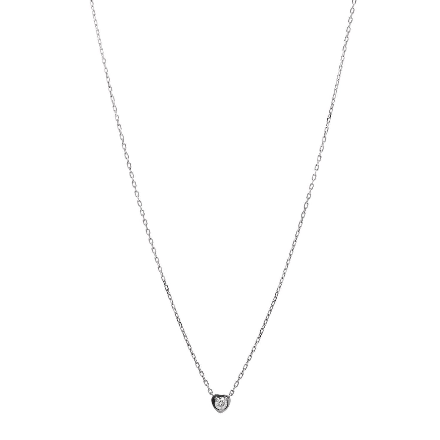 18K White Gold Diamond D'Amour Heart Pendant Necklace