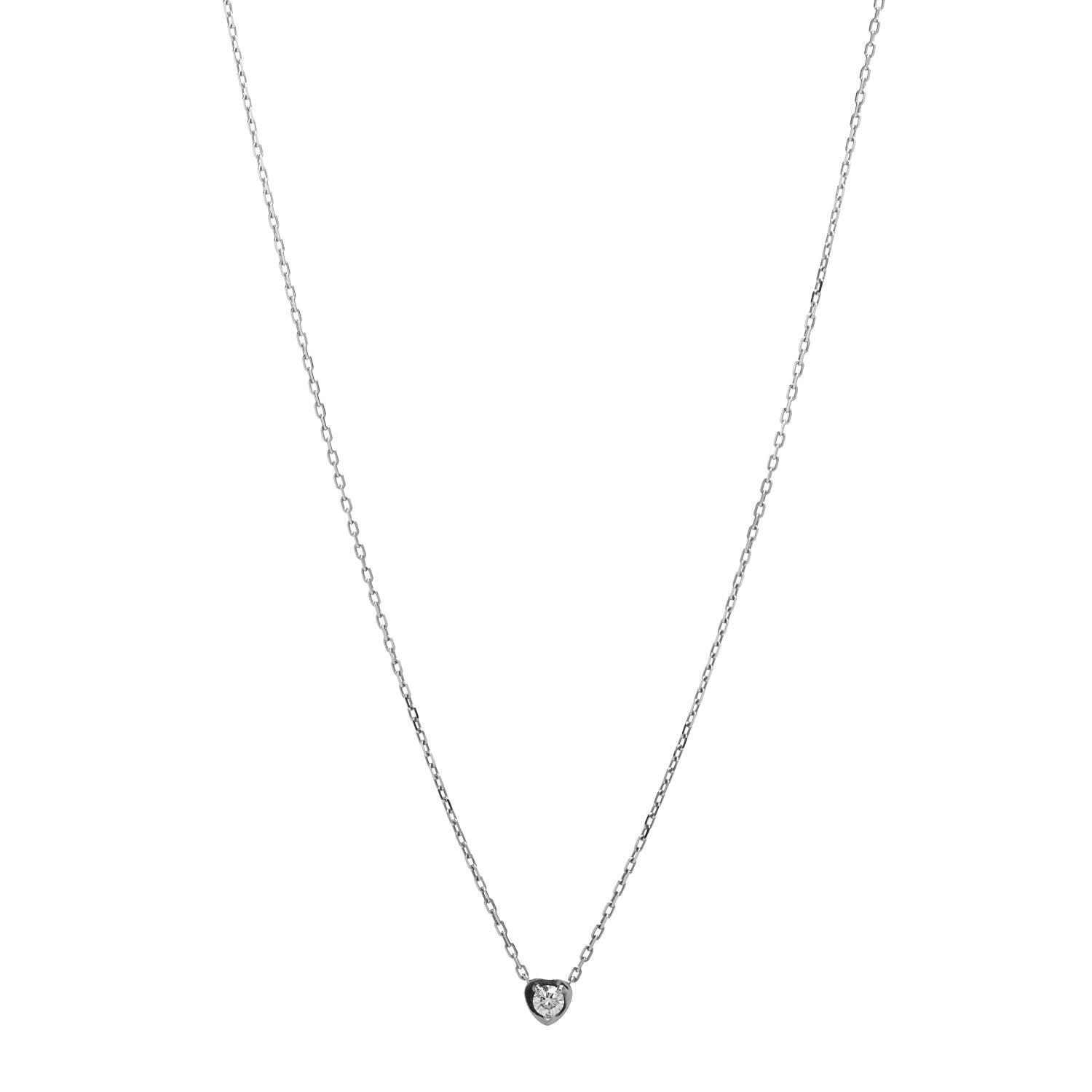 Cartier 18K White Gold Diamond D'Amour Heart Pendant Necklace 1 of 5