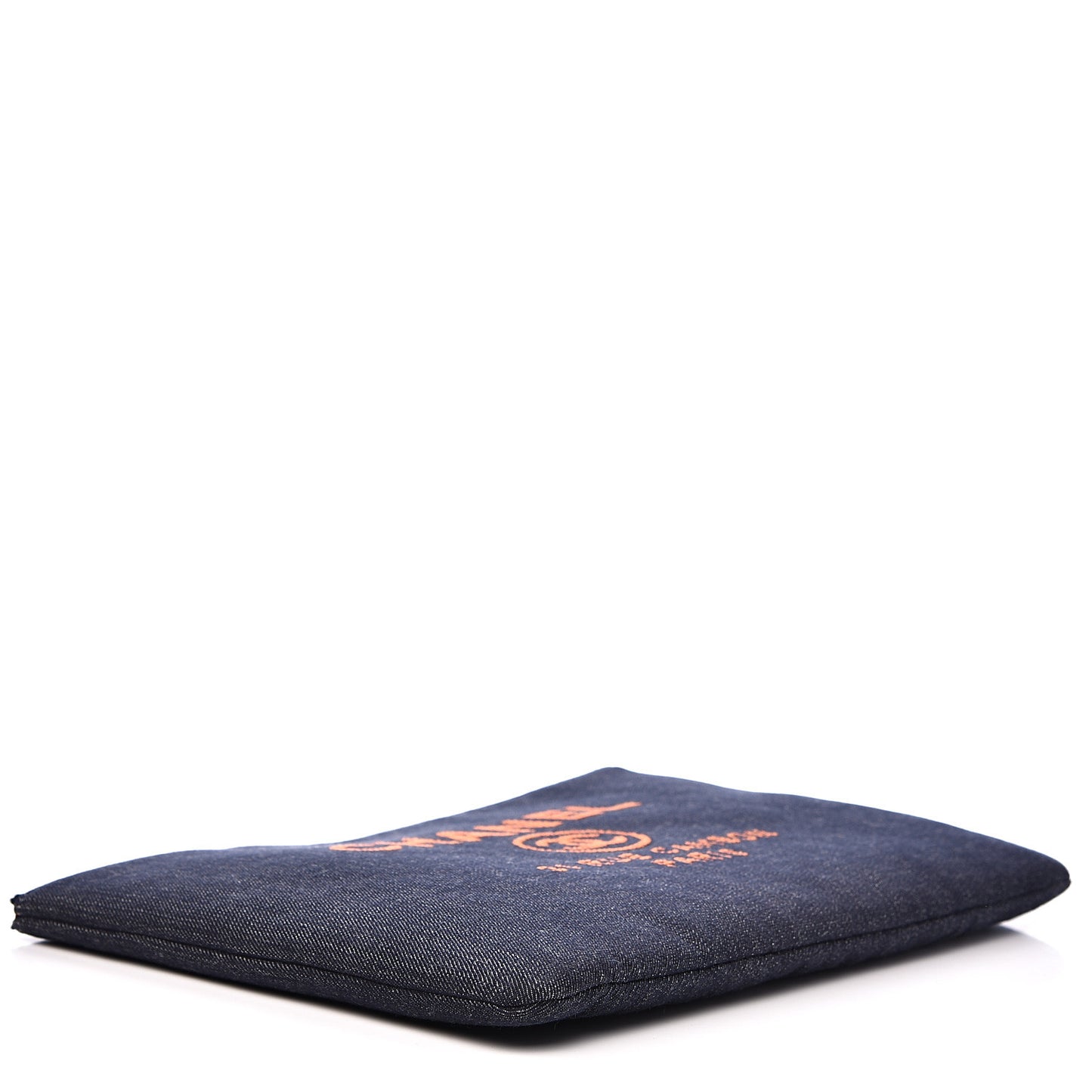 Denim Large Deauville Pouch Clutch Blue Orange
