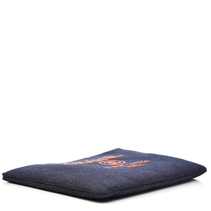 Chanel Denim Large Deauville Pouch Clutch Blue Orange 4 of 8