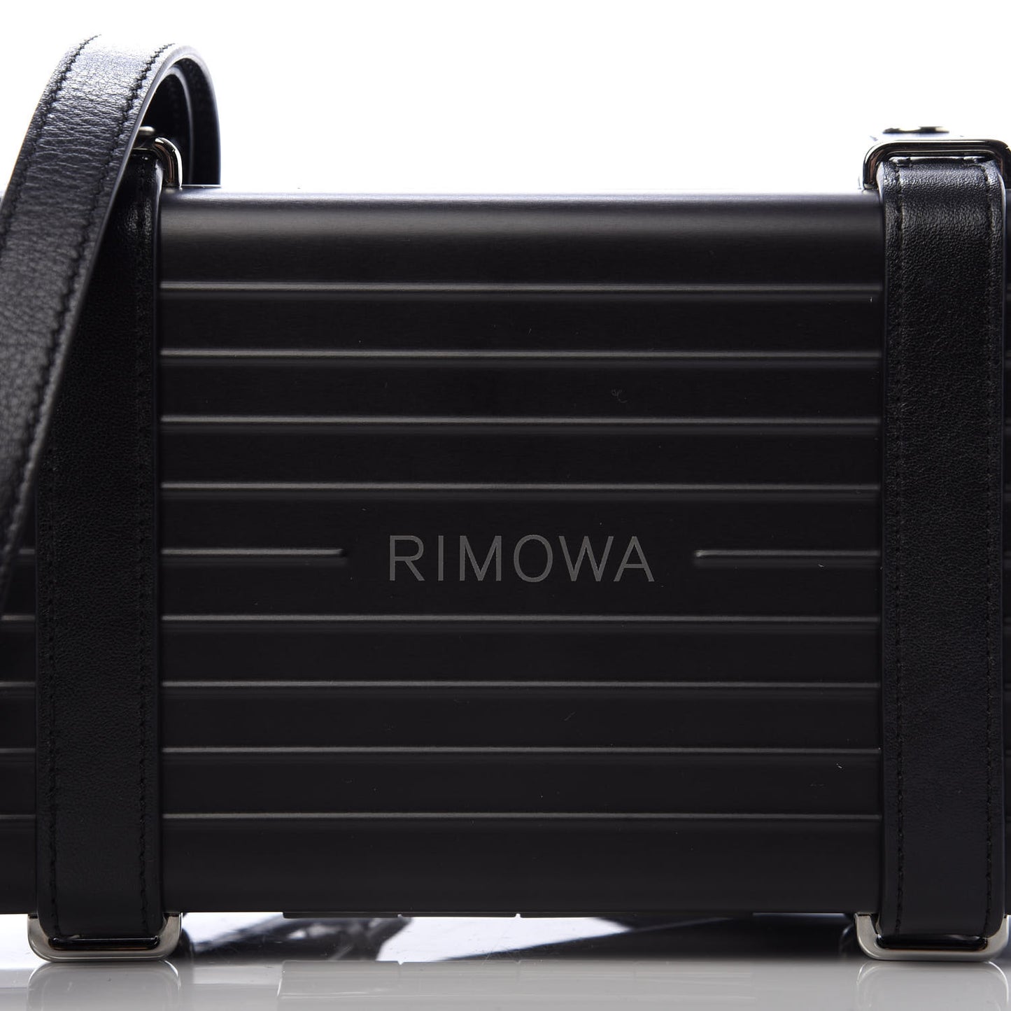 X RIMOWA Aluminum Personal Clutch On Strap Black