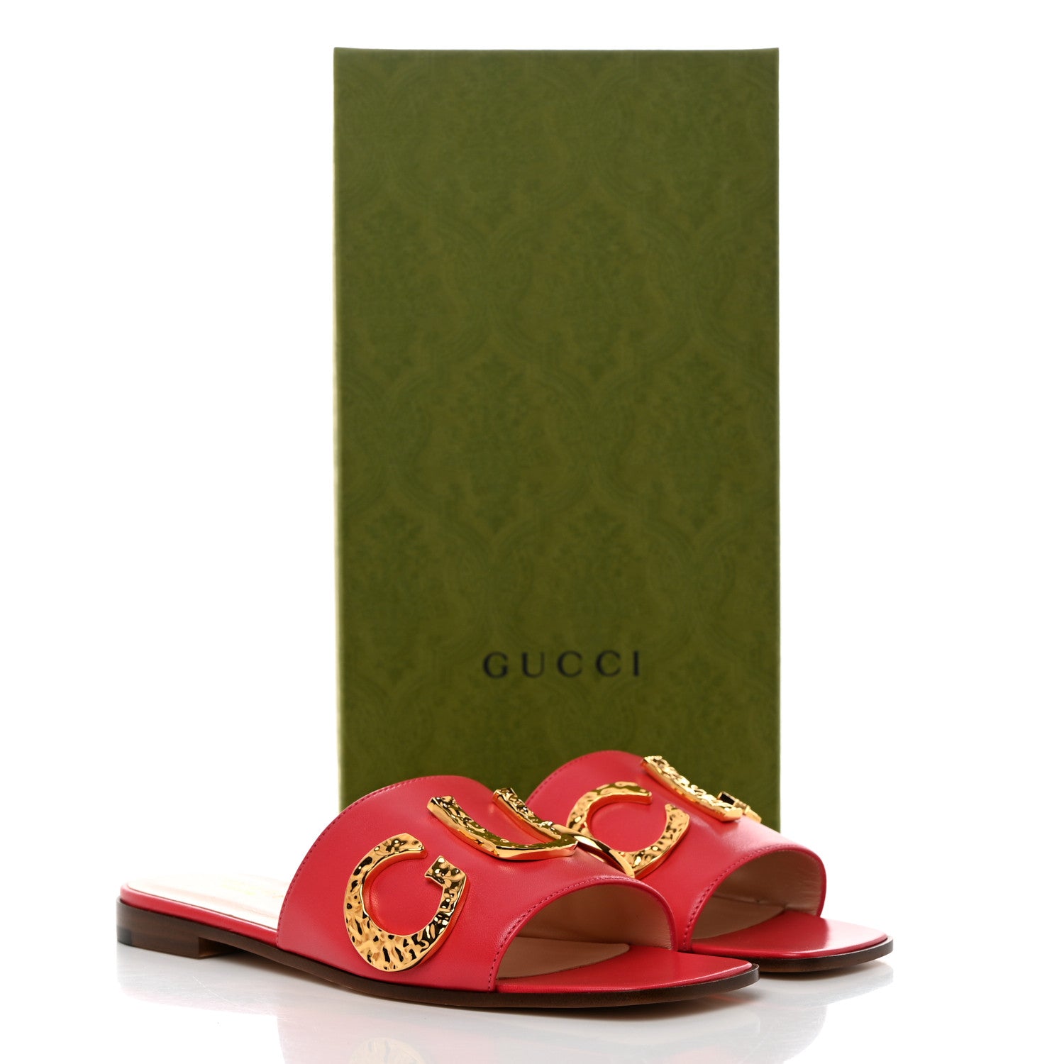 Gucci Malaga Kid Cara Flat Slide Sandals 36 Runway Coral 10 of 10