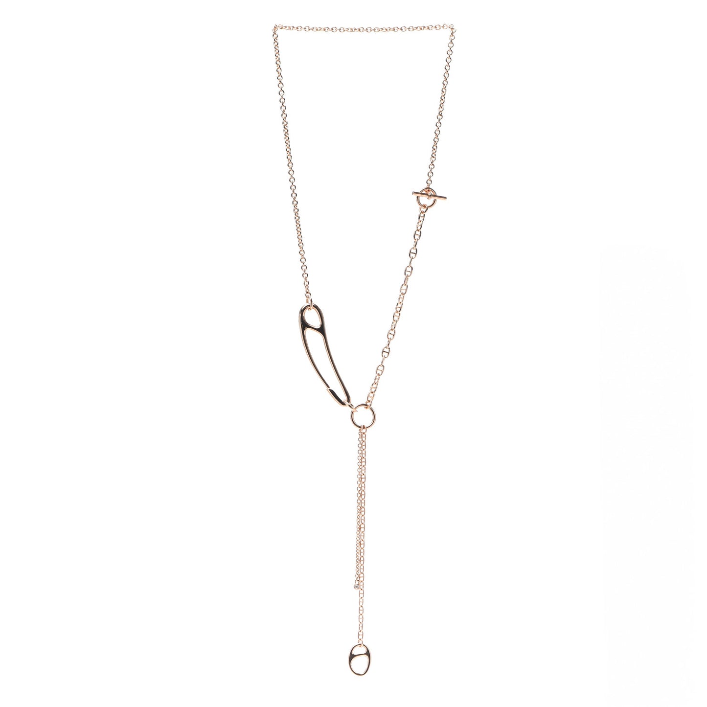 18K Rose Gold Diamond GM Chaine d'Ancre Punk Lariat Necklace