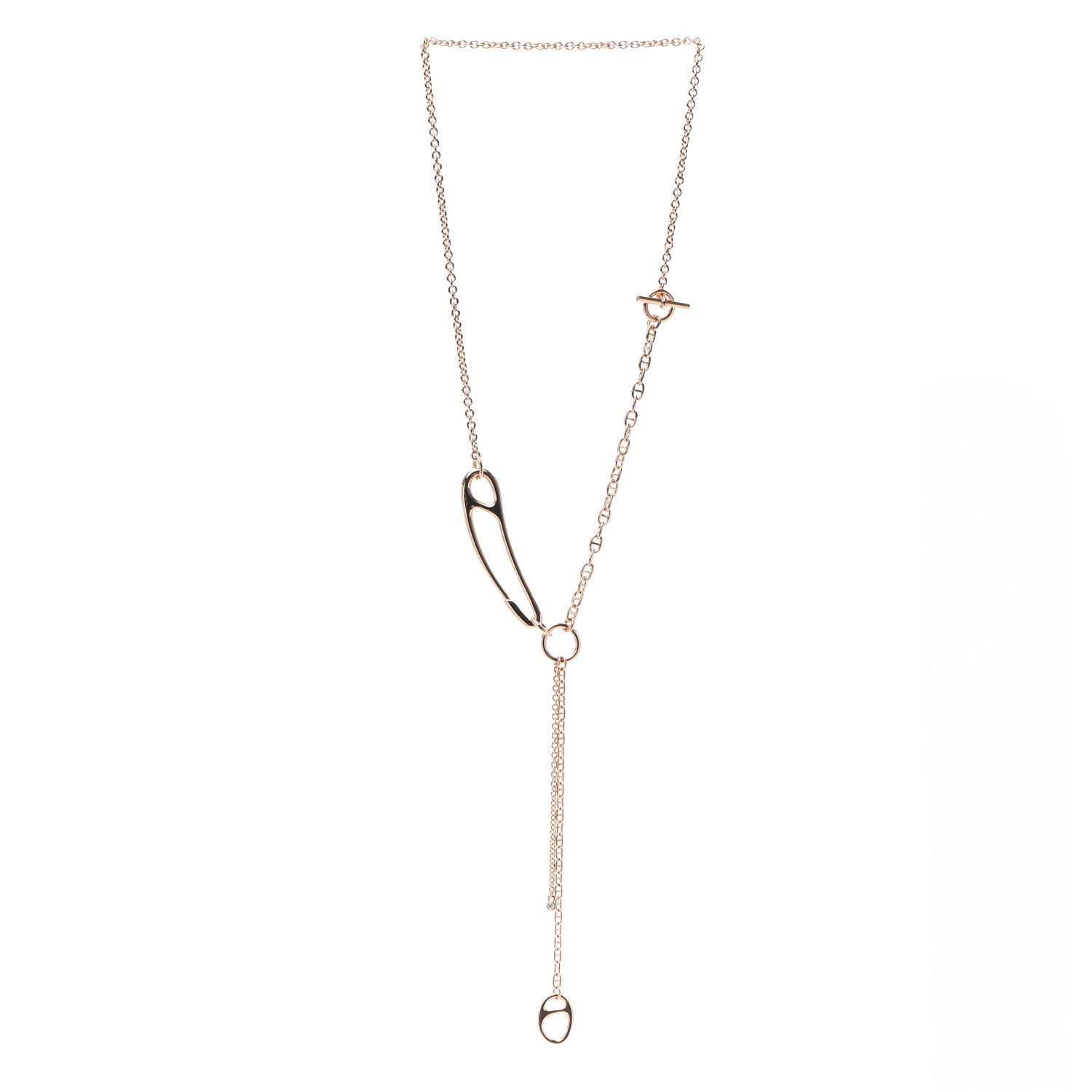 Hermes 18K Rose Gold Diamond GM Chaine d'Ancre Punk Lariat Necklace 3 of 5