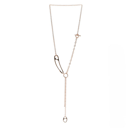 Hermes 18K Rose Gold Diamond GM Chaine d'Ancre Punk Lariat Necklace 3 of 5
