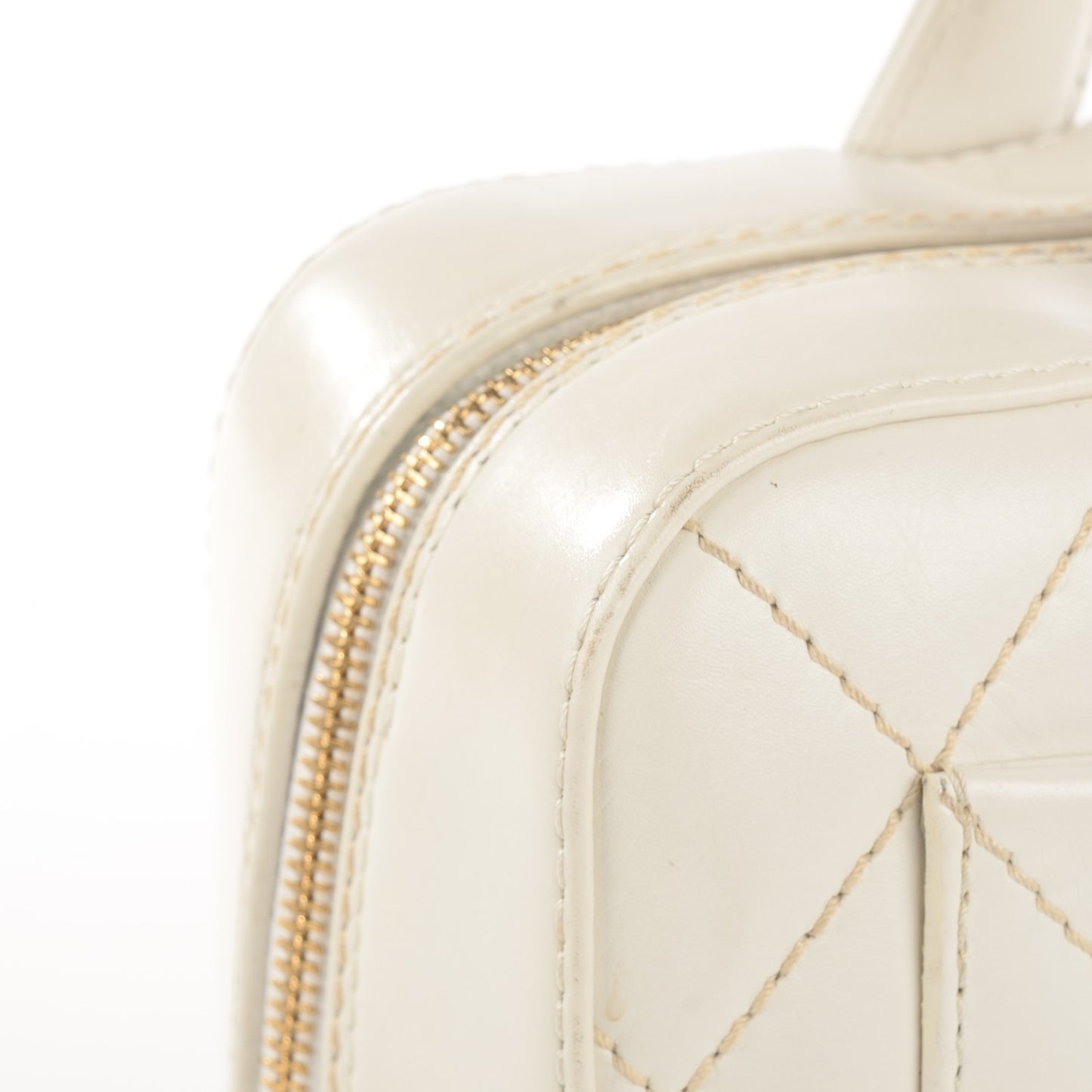 Calfskin Wild Stitch Surpique Top Handle Bag White