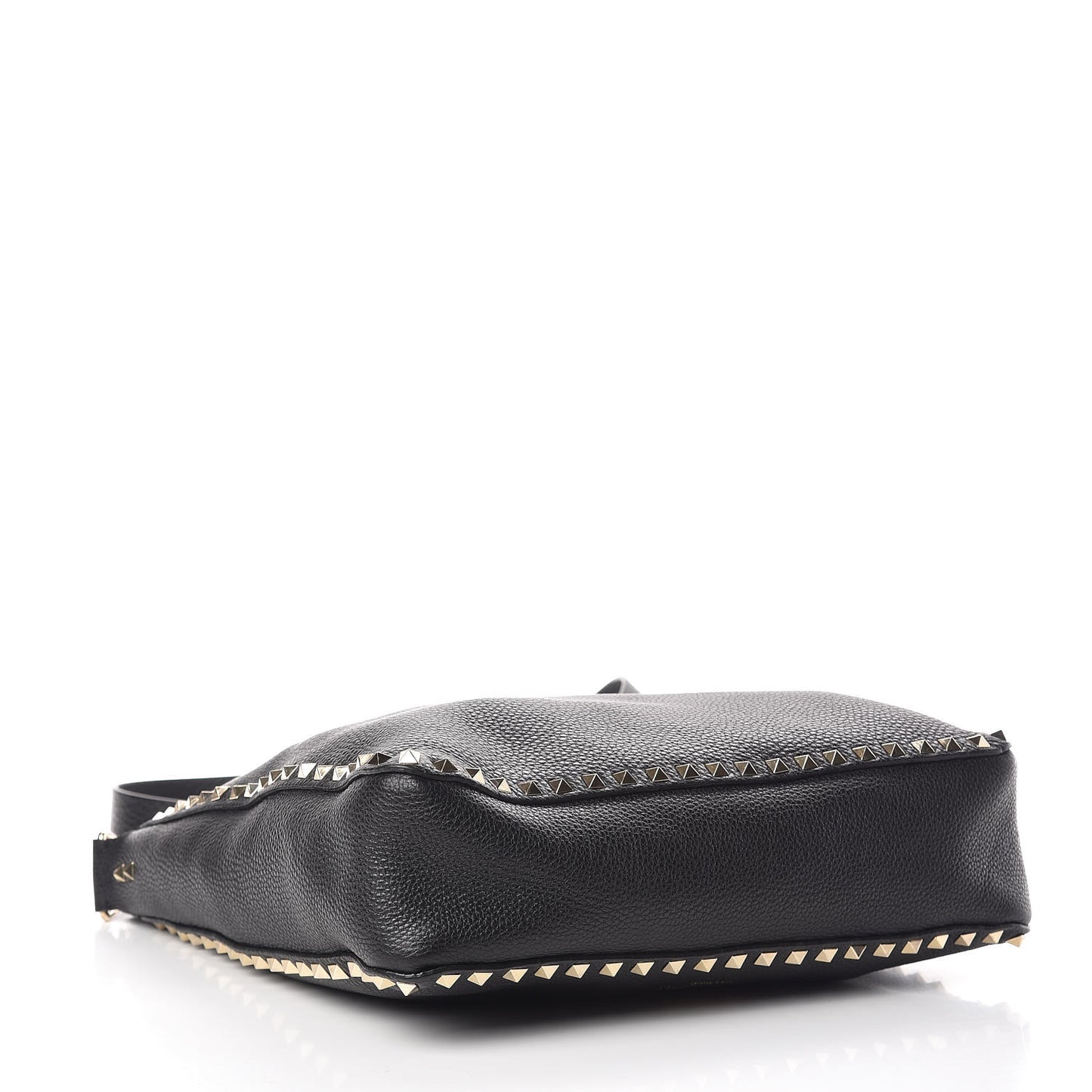 Pebbled Calfskin Large Rockstud Flip-Lock Messenger Bag Black