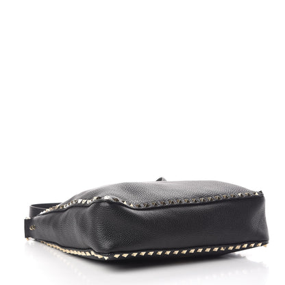 Valentino Garavani Pebbled Calfskin Large Rockstud Flip-Lock Messenger Bag Black 4 of 9
