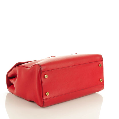 Saint Laurent Calfskin Medium Moujik Top Handle Bag Lipstick Red 4 of 10