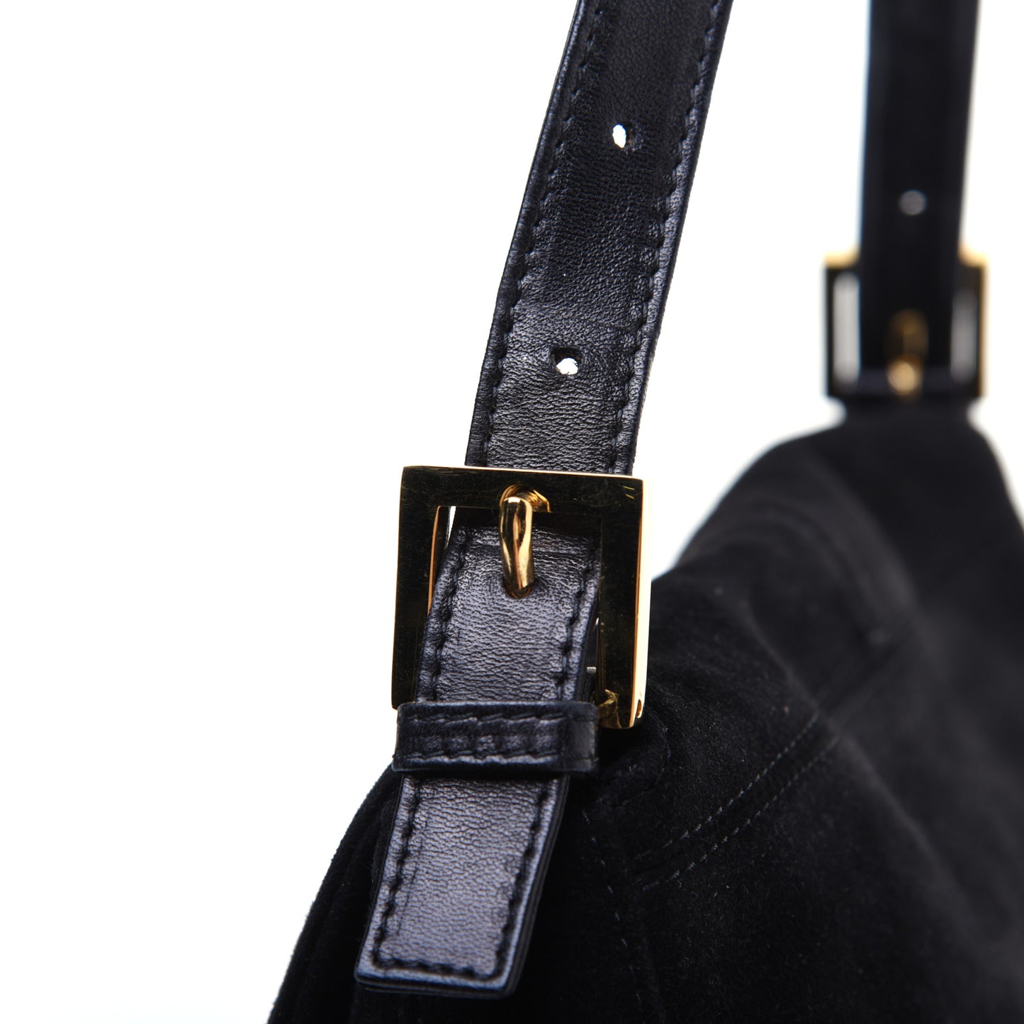 Suede Calfskin Mama Baguette Black