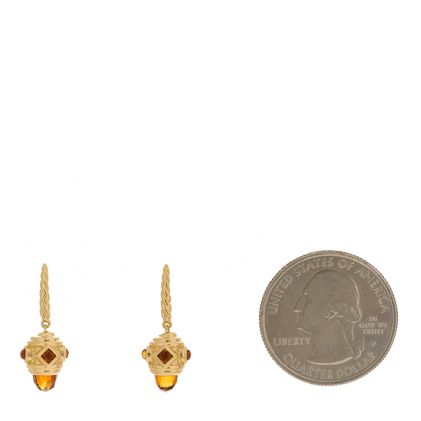 18K Yellow Gold Citrine Renaissance Drop Earrings