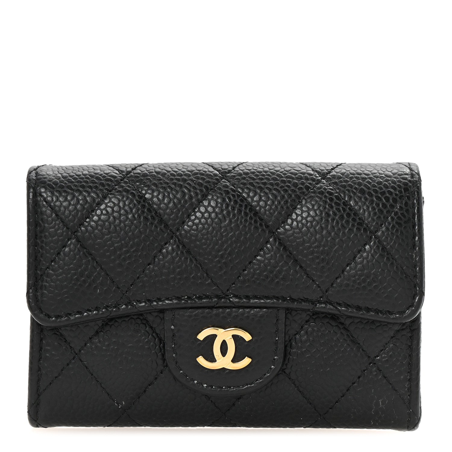 Chanel Caviar Quilted Flap Card Holder Wallet Black 1 of 9