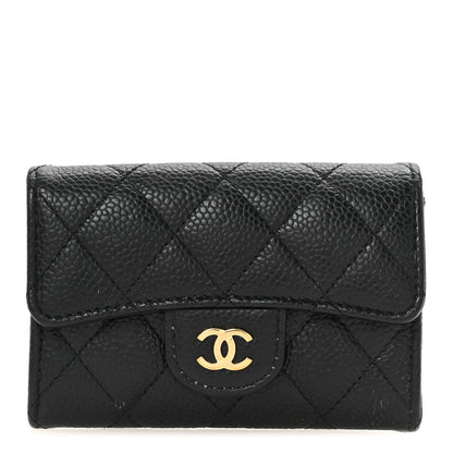 Chanel Caviar Quilted Flap Card Holder Wallet Black 1 of 9
