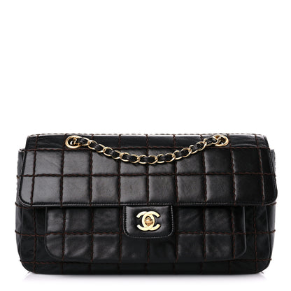 Chanel Lambskin Stitched Chocolate Bar Single Flap Brown 1 of 17