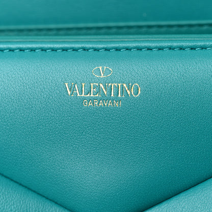 Valentino Garavani Nappa One Stud Chain Clutch Ultra Marine Green 6 of 10
