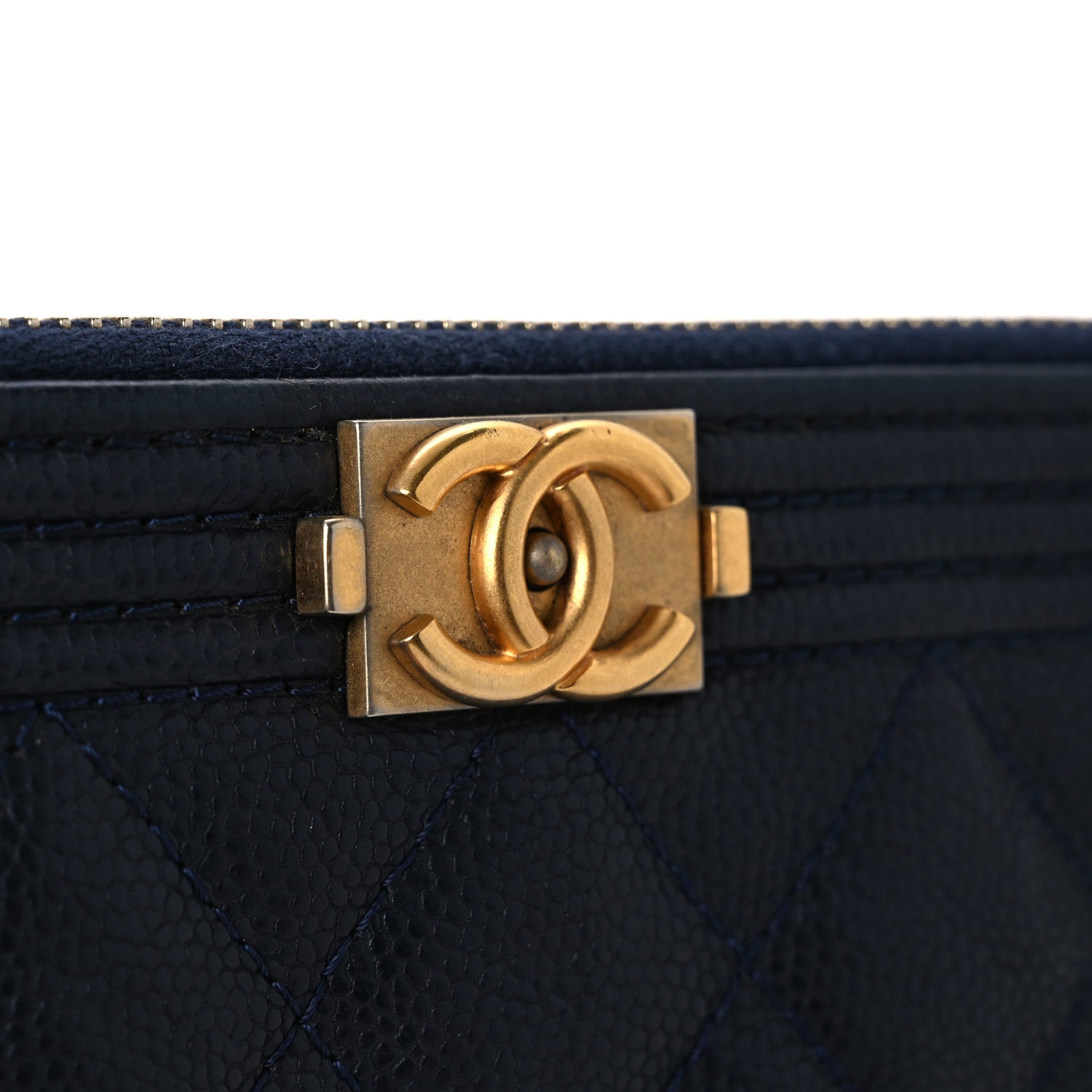 Chanel Caviar Quilted Small Boy Clutch With Chain Dark Blue 14 of 15