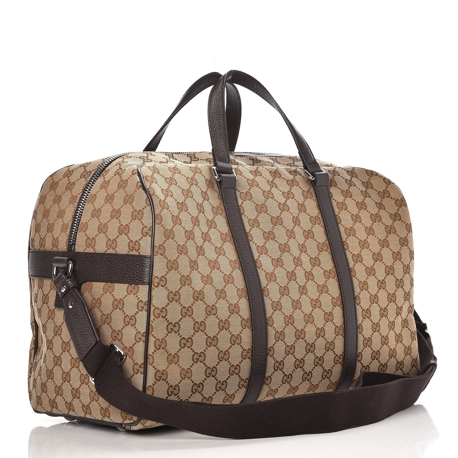 Gucci Monogram Dollar Calfskin Boston Duffle Bag Beige Ebony Testa di Moro Marrone Scuro 3 of 8