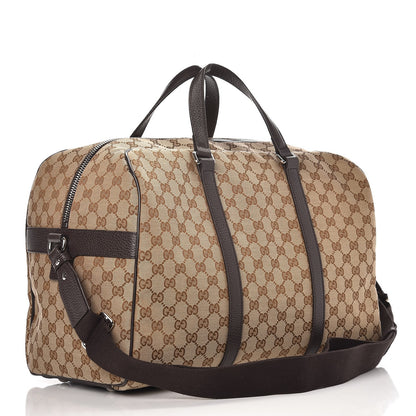 Gucci Monogram Dollar Calfskin Boston Duffle Bag Beige Ebony Testa di Moro Marrone Scuro 3 of 8