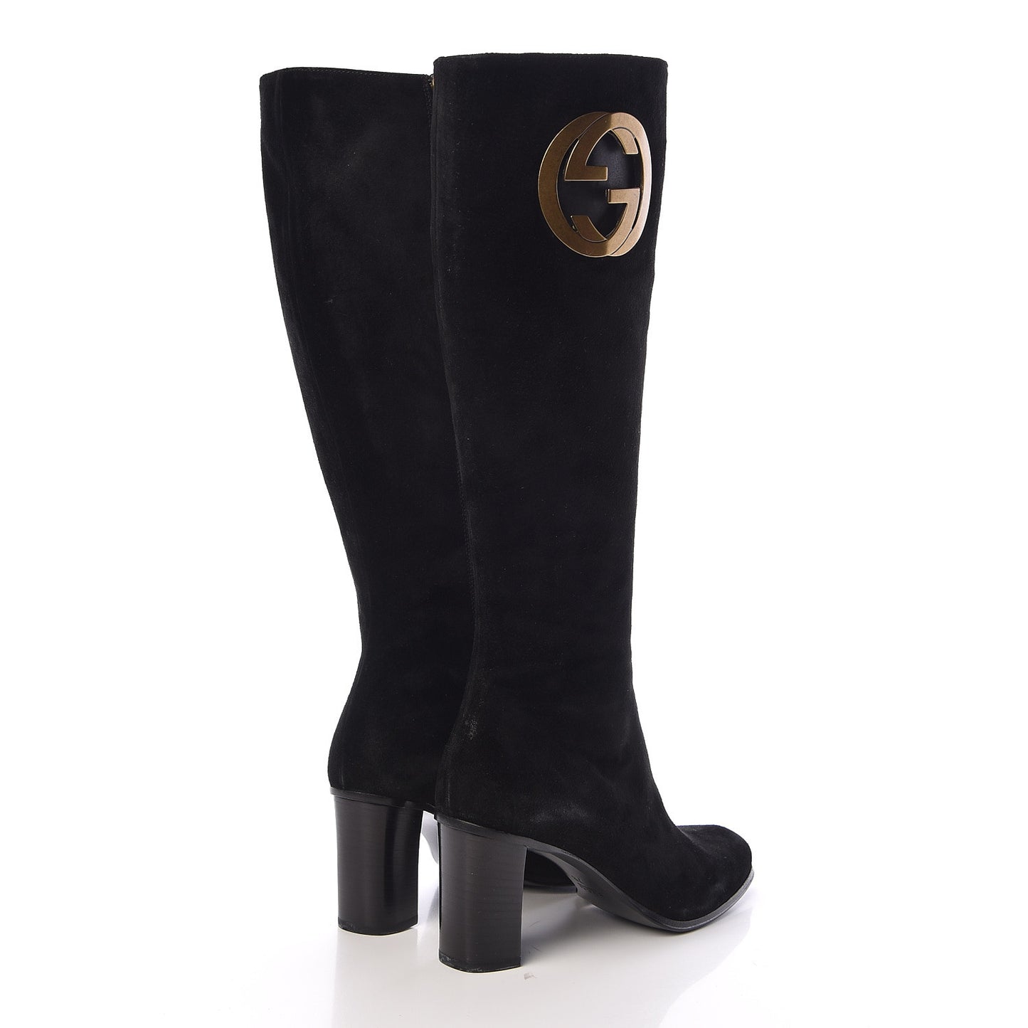 Suede Interlocking G Knee High Boots 7 Black