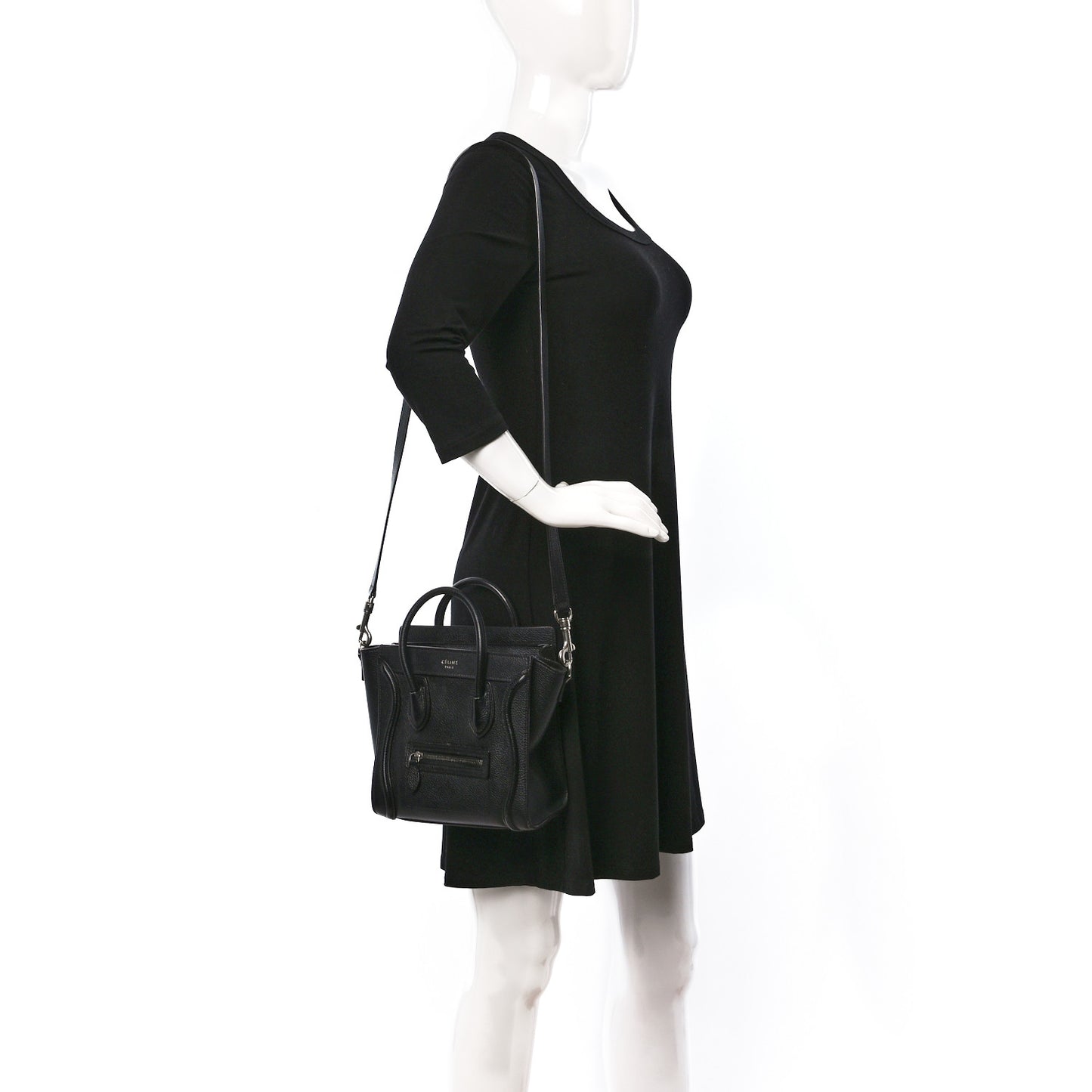 Drummed Calfskin Nano Luggage Black