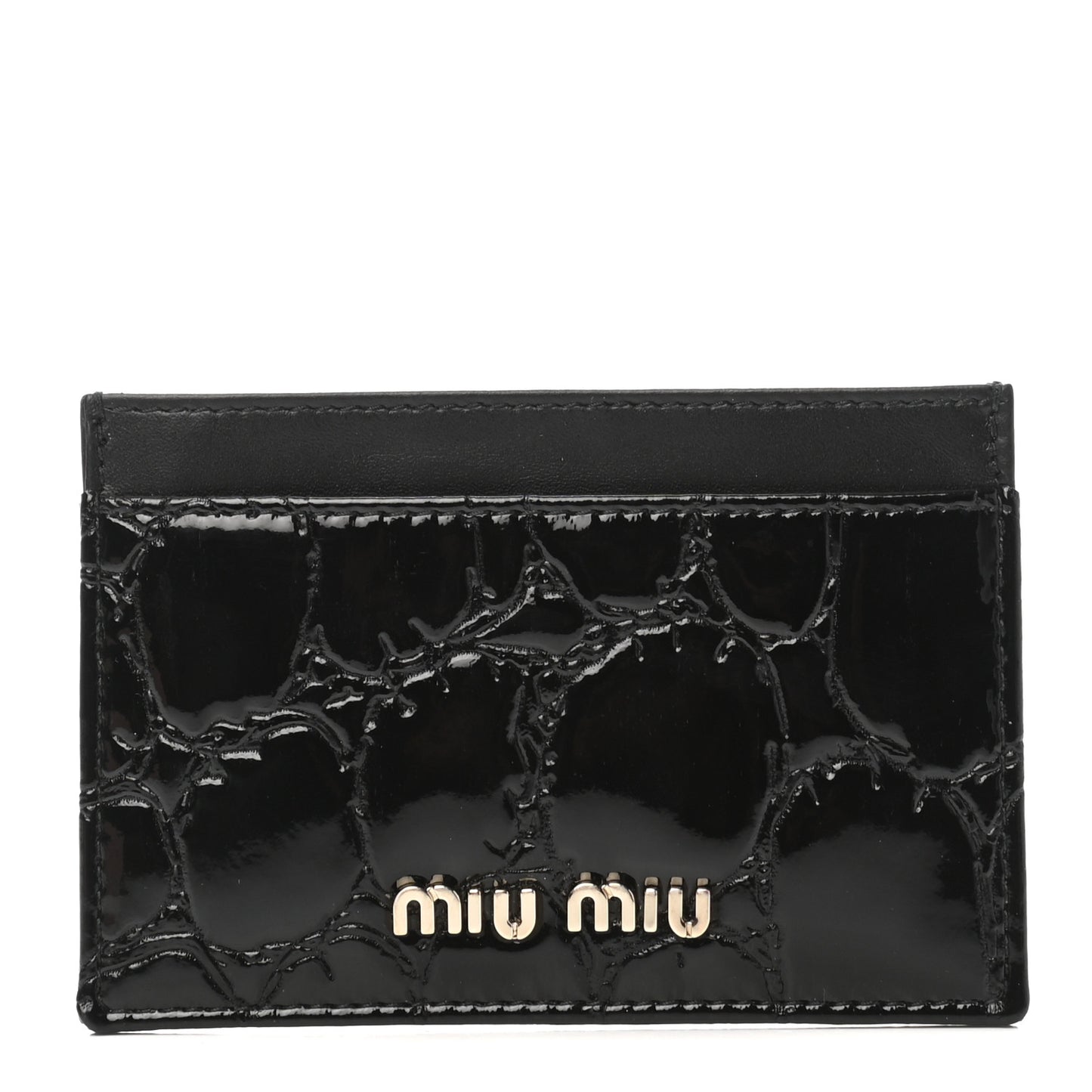 Patent Crocodile Embossed Saint Cocco Card Case Black