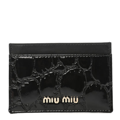 Miu Miu Patent Crocodile Embossed Saint Cocco Card Case Black 1 of 8