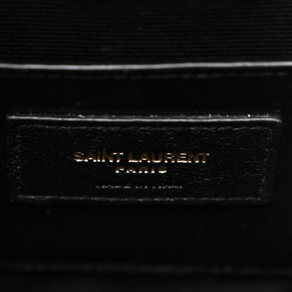 Saint Laurent Grain De Poudre Textured Mixed Matelasse Triquilt Small Monogram Satchel Black 6 of 11