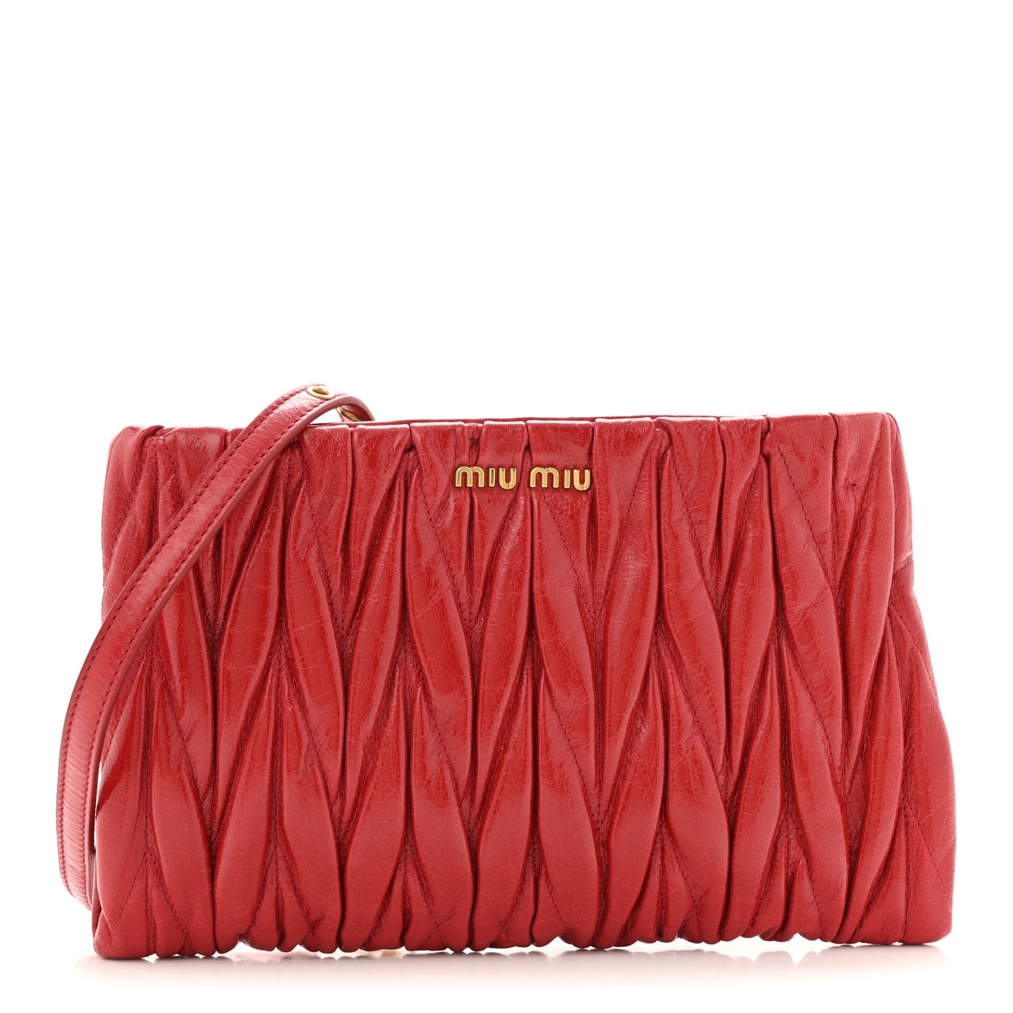 Nappa Matelasse Crossbody Clutch Rubino