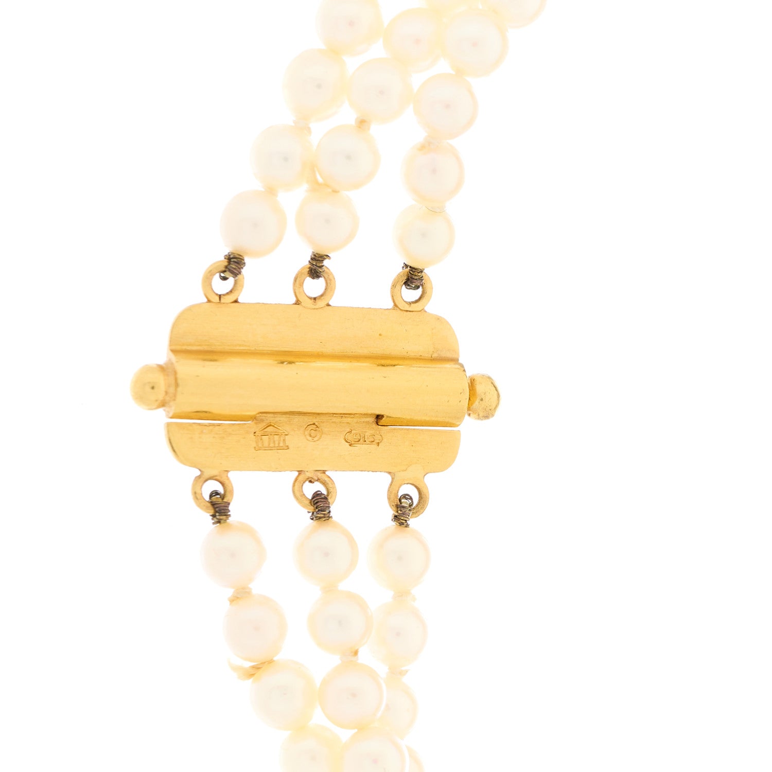 Temple St. Clair 22K Yellow Gold Pearl Green Tourmaline 3 Strand Choker Necklace 3 of 5