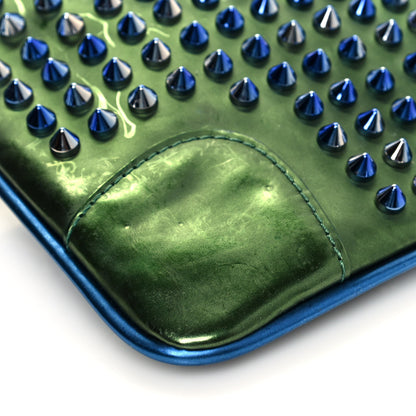 Christian Louboutin Patent Scarabe Loubiposh Spikes Chain Clutch Ocean Amazon 9 of 13
