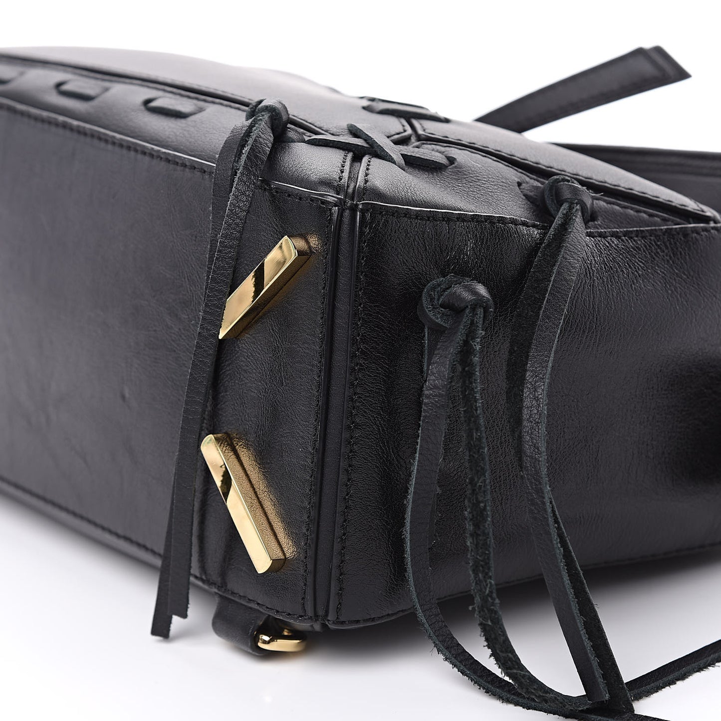 Calfskin Small Whipstitch Puzzle Bag Black