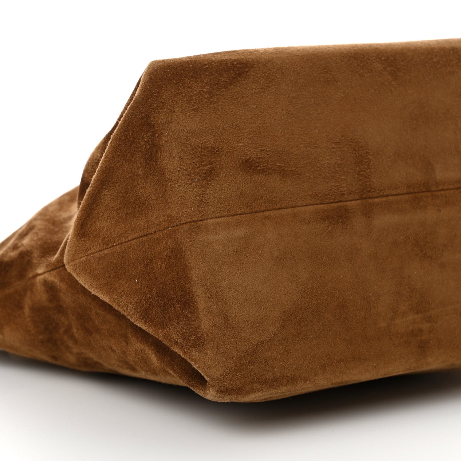 Khaite Suede Calfskin Augusta Envelope Pleated Crossbody Caramel 8 of 13