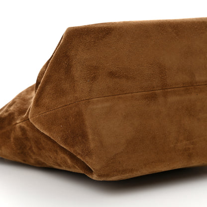 Khaite Suede Calfskin Augusta Envelope Pleated Crossbody Caramel 8 of 13