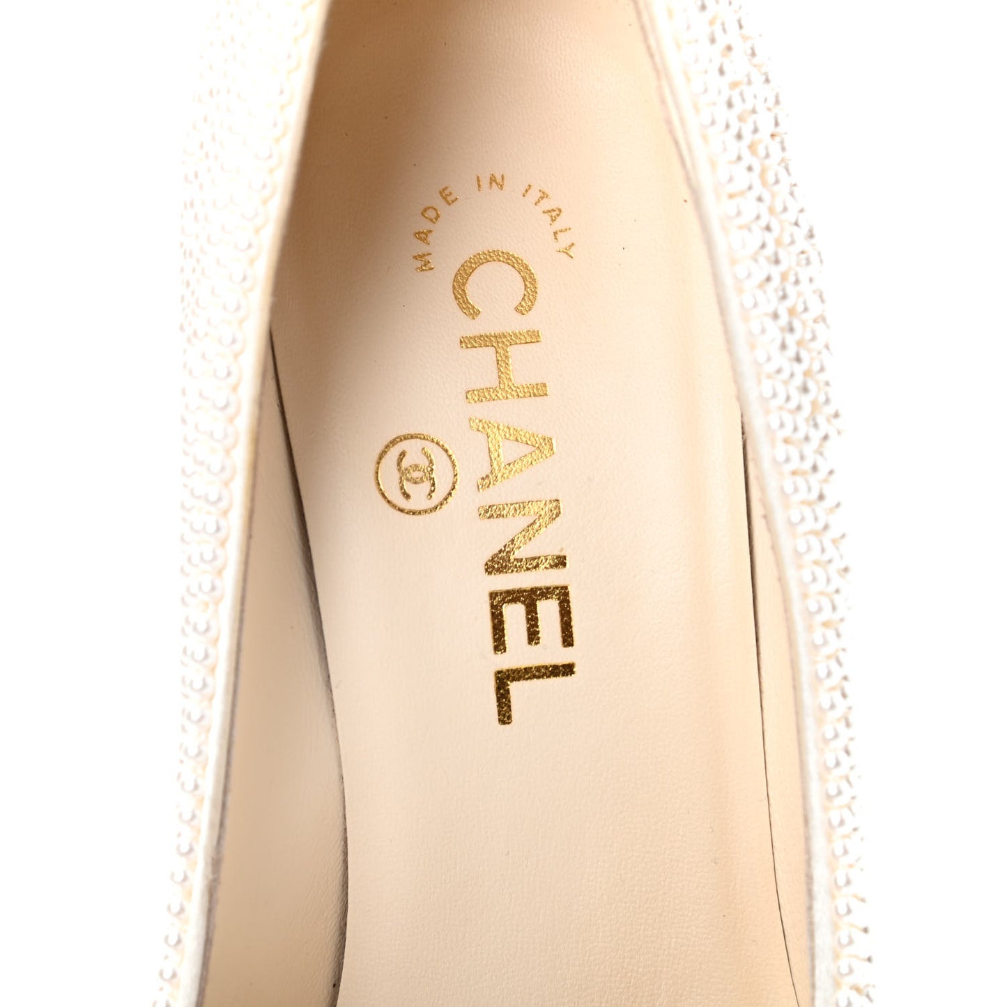 Pearl Sequins Cap Toe Pumps 37.5 Beige Black