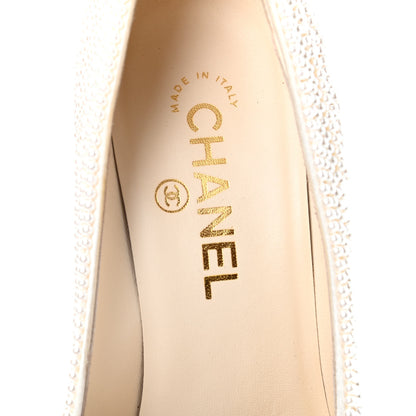 Chanel Pearl Sequins Cap Toe Pumps 37.5 Beige Black 8 of 11