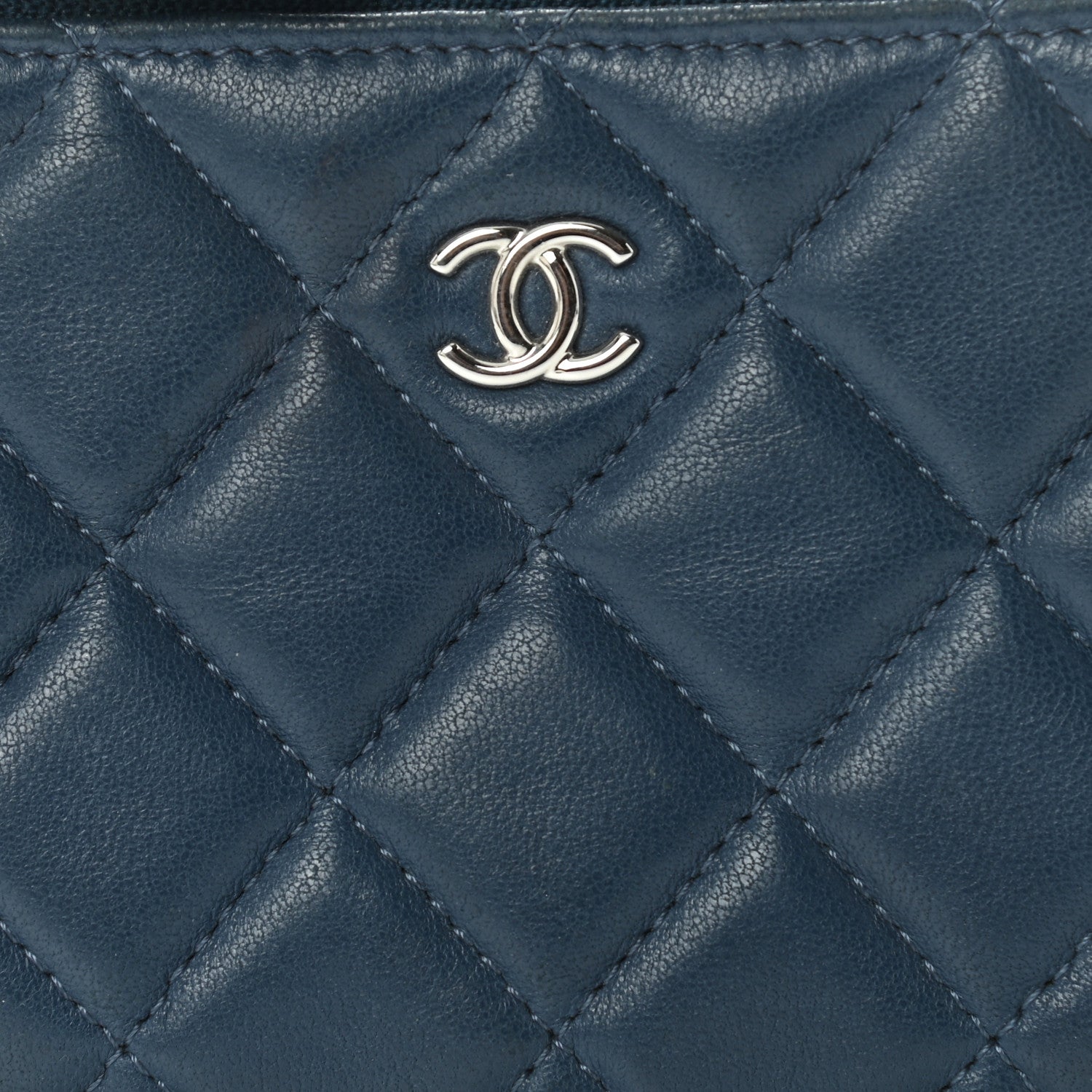 Chanel Lambskin Quilted Small Cosmetic Case Navy 8 of 10