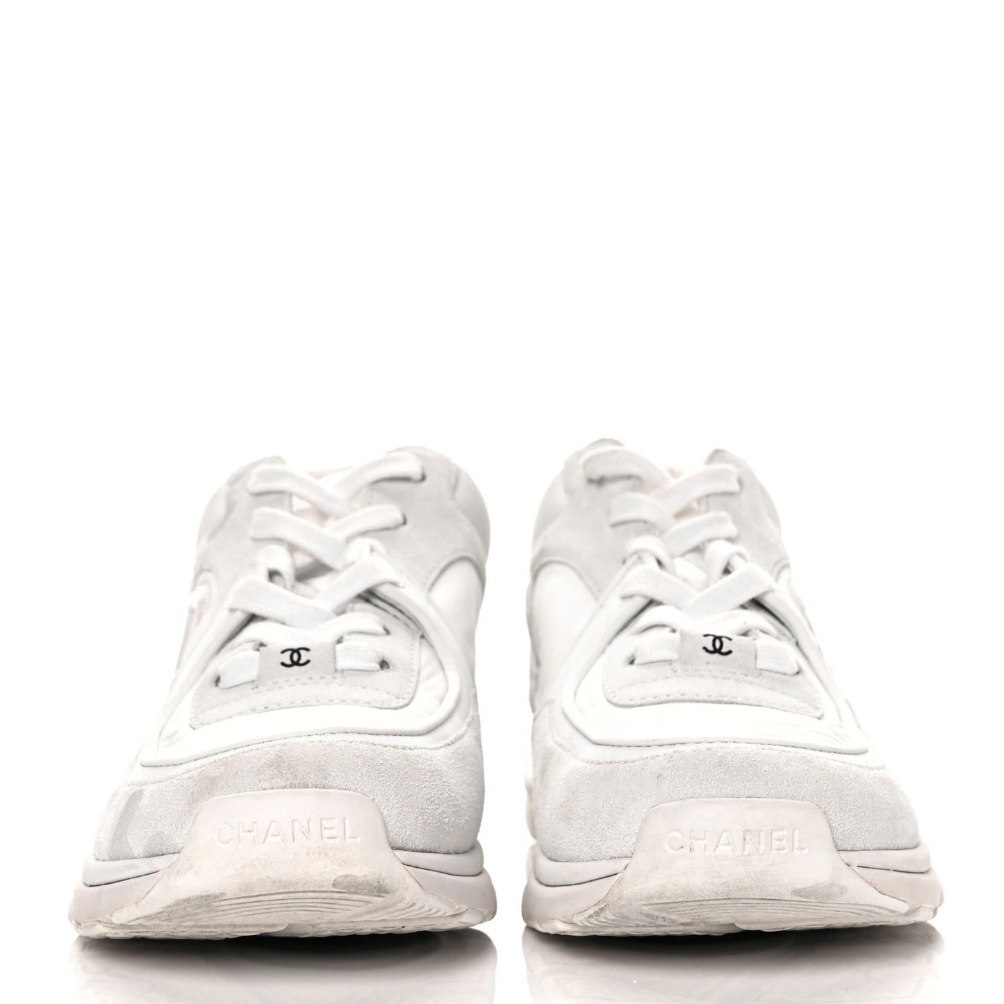 Suede Calfskin Fabric CC Sneakers 40 White