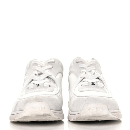 Chanel Suede Calfskin Fabric CC Sneakers 40 White 5 of 40