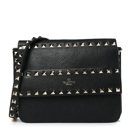 Valentino Garavani Pebbled Calfskin Rockstud Side Slip Crossbody Black 1 of 9