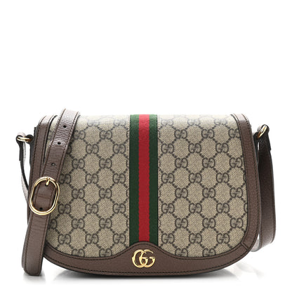 Gucci GG Supreme Monogram Web Small Ophidia Flap Messenger Bag Brown 1 of 17
